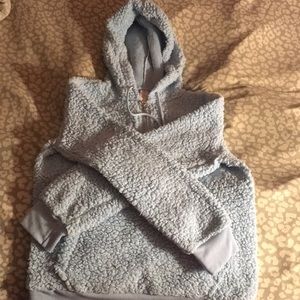 Fuzzy blue sweatshirt